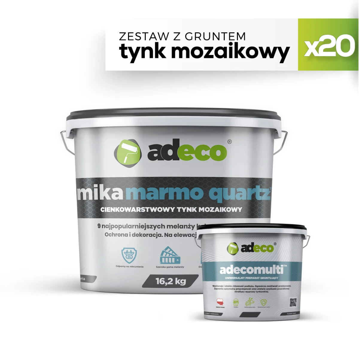 zestaw tynk mozaikowy z miką dekoracyjny mika quartz i grunt adecomulti