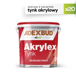 Zestaw 20x Tynk Akrylex akrylowy na 200 m² z gruntem Adecomulti