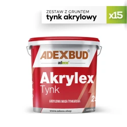 Zestaw 15x Tynk Akrylex akrylowy na 150 m² z gruntem Adecomulti