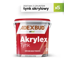Zestaw 5x Tynk Akrylex akrylowy na 50 m² z gruntem Adecomulti