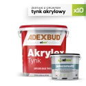 Zestaw 10x Tynk Akrylex akrylowy na 100 m² z gruntem Adecomulti 