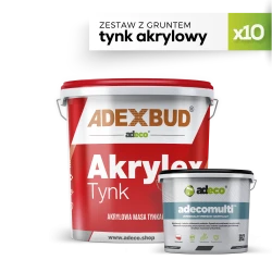 Zestaw 10x Tynk Akrylex akrylowy na 100 m² z gruntem Adecomulti 