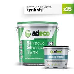 Zestaw 15x Tynk SiSi 25 kg na 150 m² z gruntem Adecomulti
