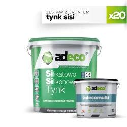 Zestaw 20x Tynk SiSi 25 kg na 200 m² z gruntem Adecomulti